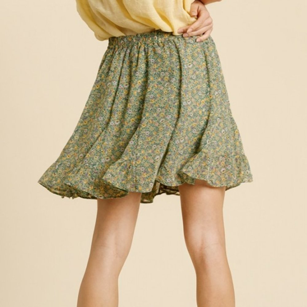 Umgee Green Floral Mini Skirt - Picture 5 of 5